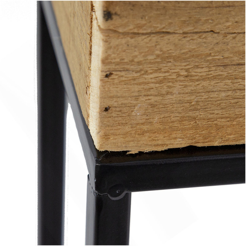 Ensemble de 2 boîtes en bois récupéré avec support en fer noir, L 11 x 11 x 29,5 po: 8,5 x 8,5 x 21,5
