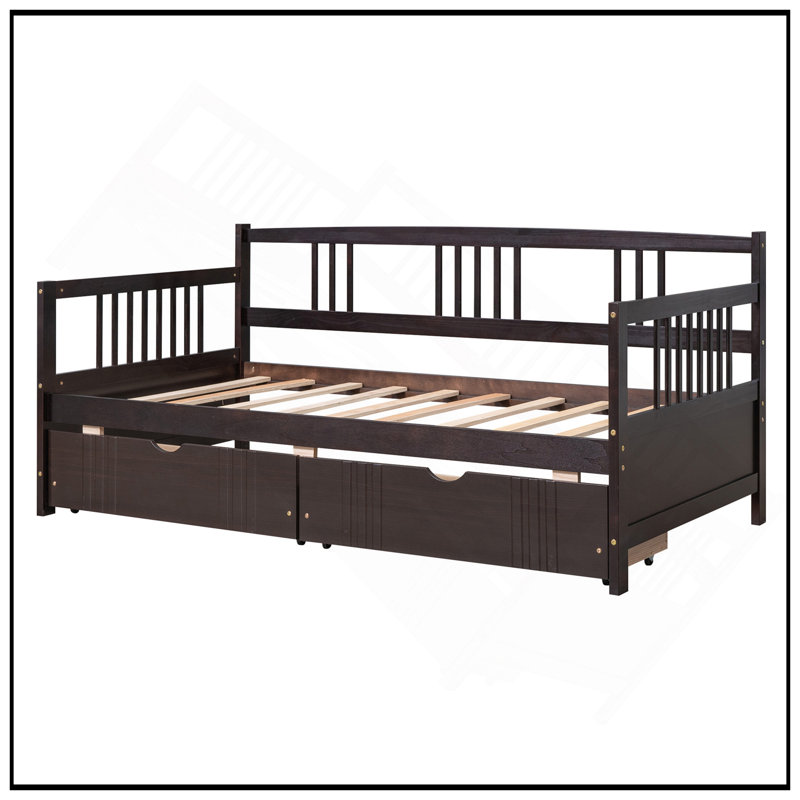Twin Size Daybed With Two Drawers, Solid Pine Wood Frame For Durability And Versatile Use In Bedrooms And Living Rooms