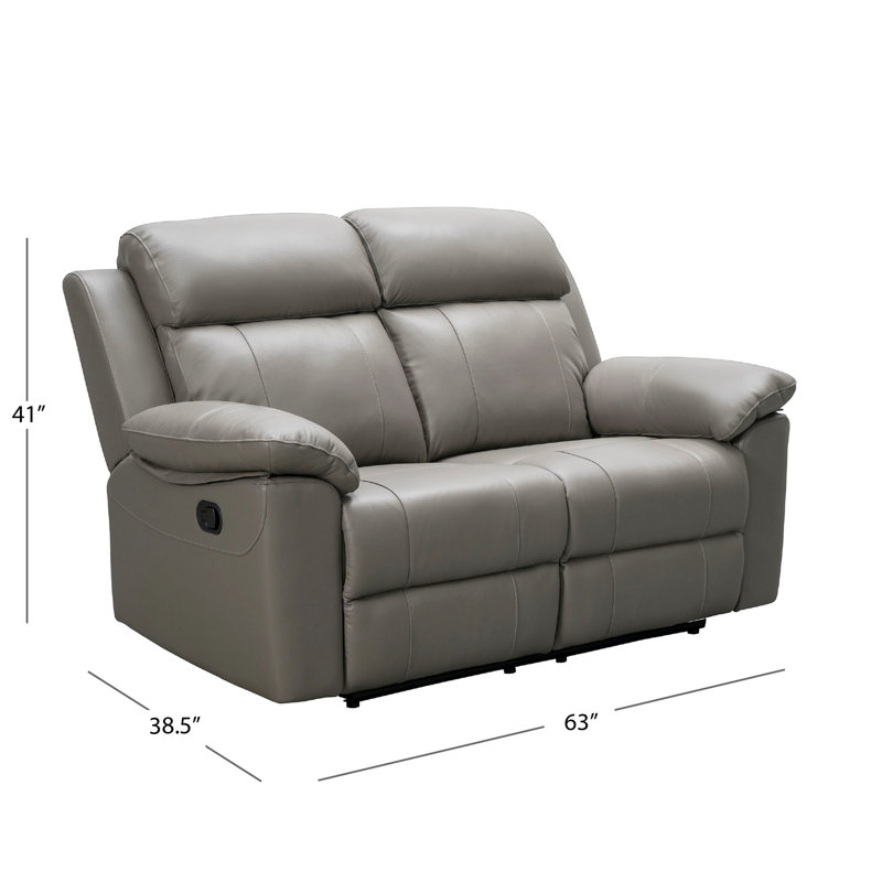 Breasya Leather Reclining Loveseat, Gray Genuine Leather