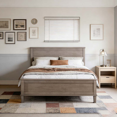 Wood Platform Bed with Headboard and Wood Slat Support, No Box Spring Needed