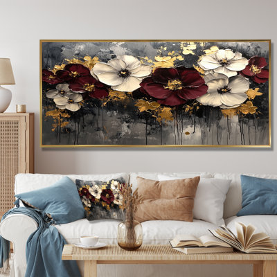 Burgundy Poppies Dreamscape At Night II - Poppies Framed Wall Art