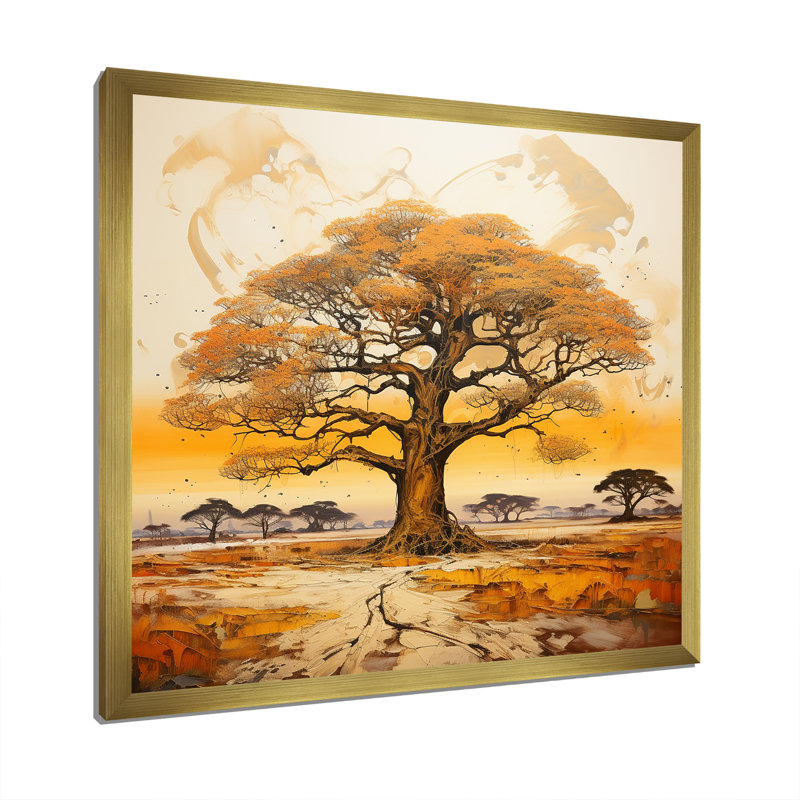 Arbre sauvage d'Afrique, art mural 1, Or, H 16 po x l 16 po
