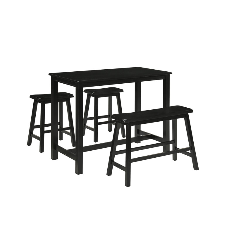 Ensemble de salle à manger 4 pièces à hauteur de comptoir Pereira avec 2 tabourets et 1 banc