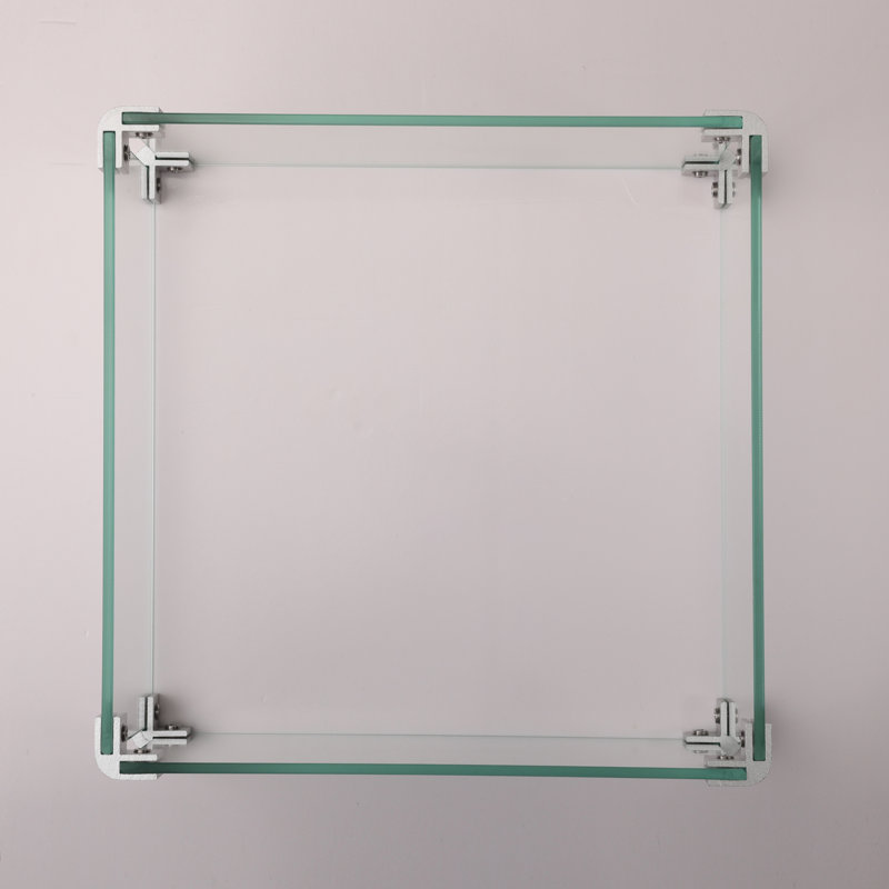 Transparent Square Glass For Fire Table, 14.4In X 14.4In, 2.5Lb Table Windshield Obstacle, 14.14In 5.5In,