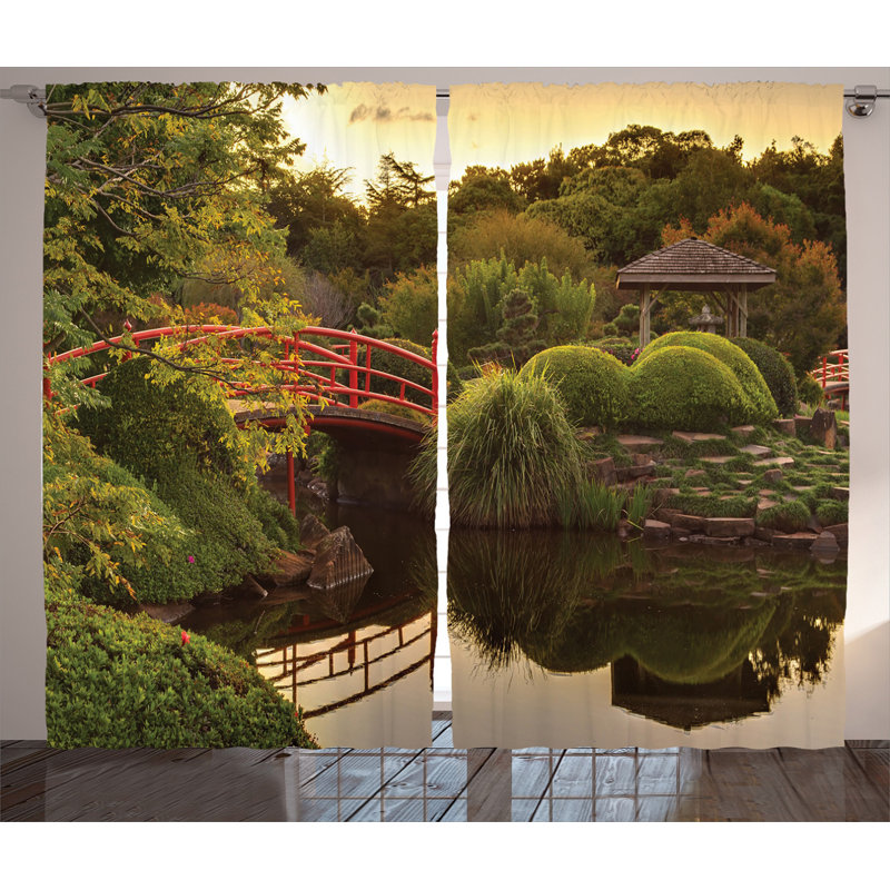Japanese Semi-Sheer Rod Pocket Curtain Panels, 54" x 96"