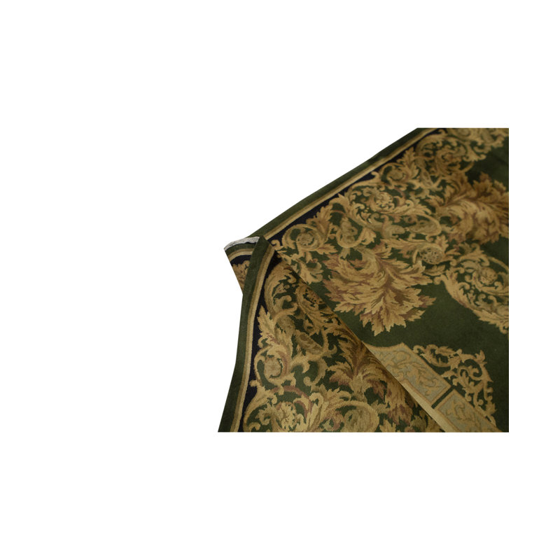 Hand-Knotted High-Quality Green Area Rug