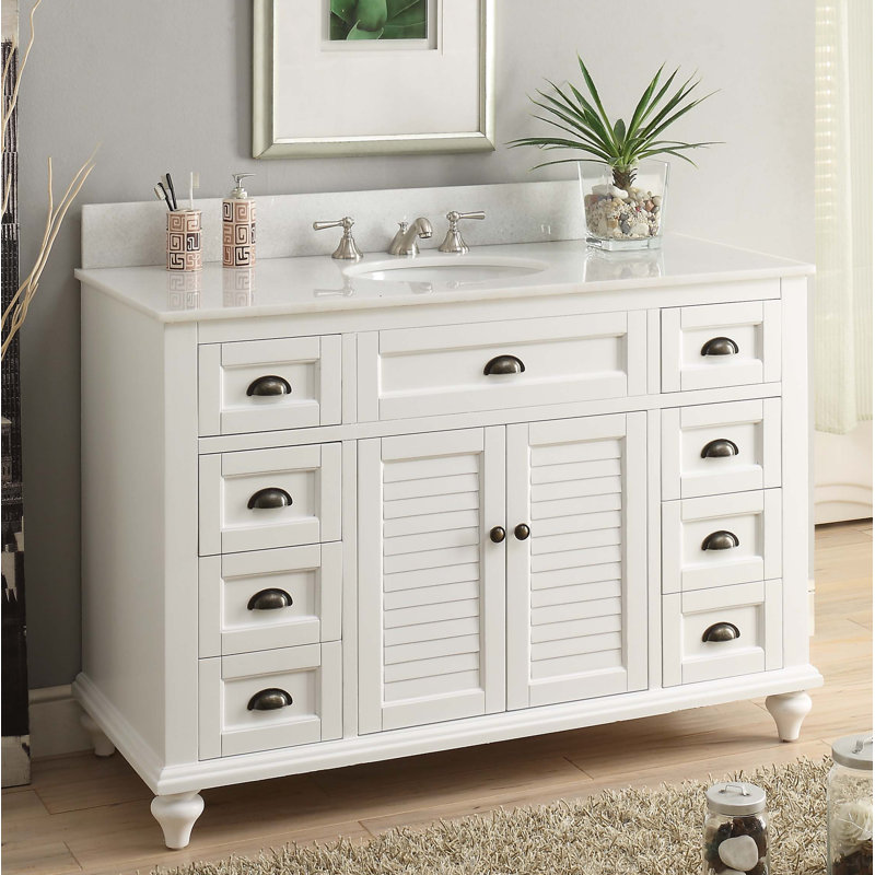 Schaible 49'' Single Bathroom Vanity with Stone Top, White