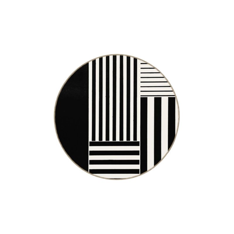 Tapis noir lavable intérieur / extérieur Raven, Rond 4 pi