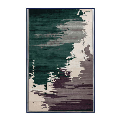 Machine Washable Watercolor Blue Area Rug