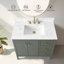 Ensemble de meuble-lavabo autoportant à simple cuve 36 po avec plateau en marbre Lavallon-105245157-105245169