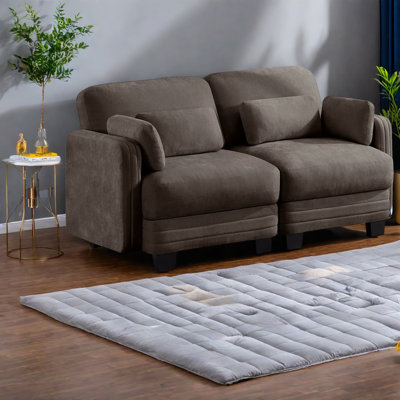 Canapé modulaire compact en chenille brun