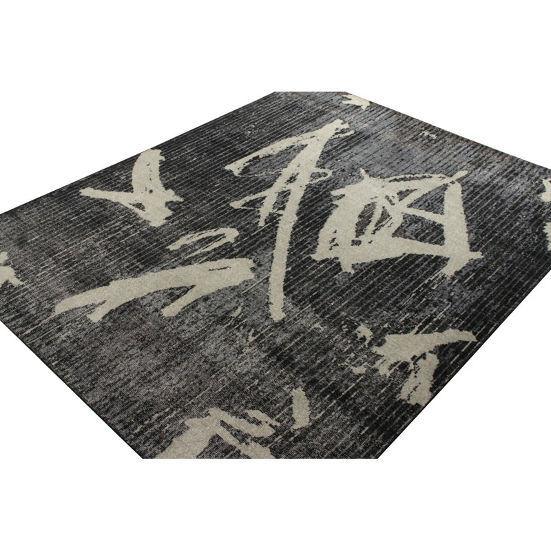 Distressed Homage Hand Knotted Wool Geometric Area Rug, Rectangle 13' x 19'