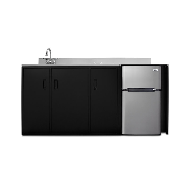 72" Black ADA-Height All-in-One Kitchenette with Smooth-Top Cooktop