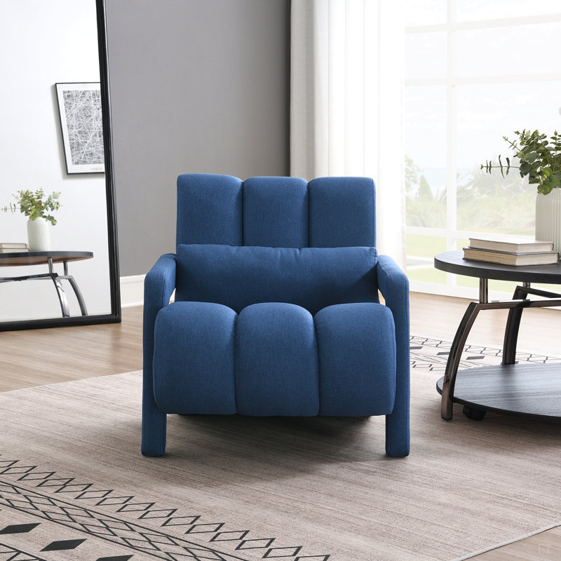 Chaise d'appoint moderne rembourrée, tissu en lin confortable avec coussin pour le salon, la chambre à coucher. Lin