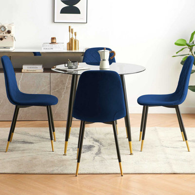 4 - Person Glass Top Four Leg Dining Set