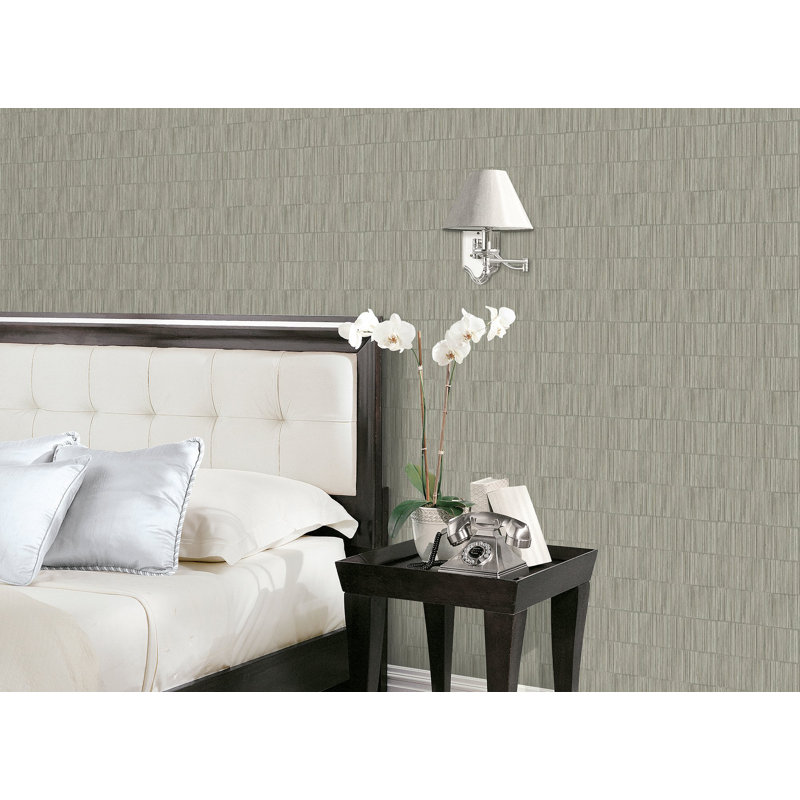 Nicely Collection Geometric Bamboo Stripe 10.05m x 53cm Wallpaper Roll, Grey