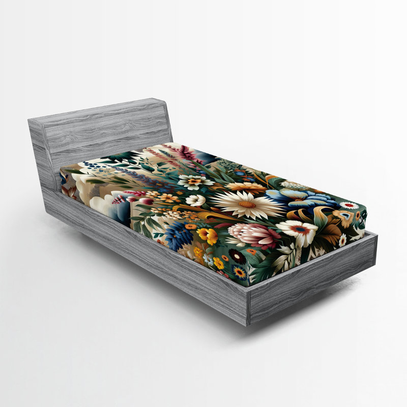 Microfiber Floral Fitted Sheet, King Fitted Sheet