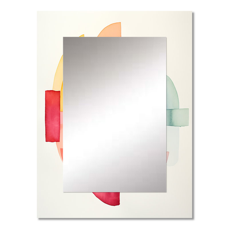 Collage à l'encre géométrique de couleur pastel III - miroir décoratif géométrique, miroir mural moderne, impression d'art en métal