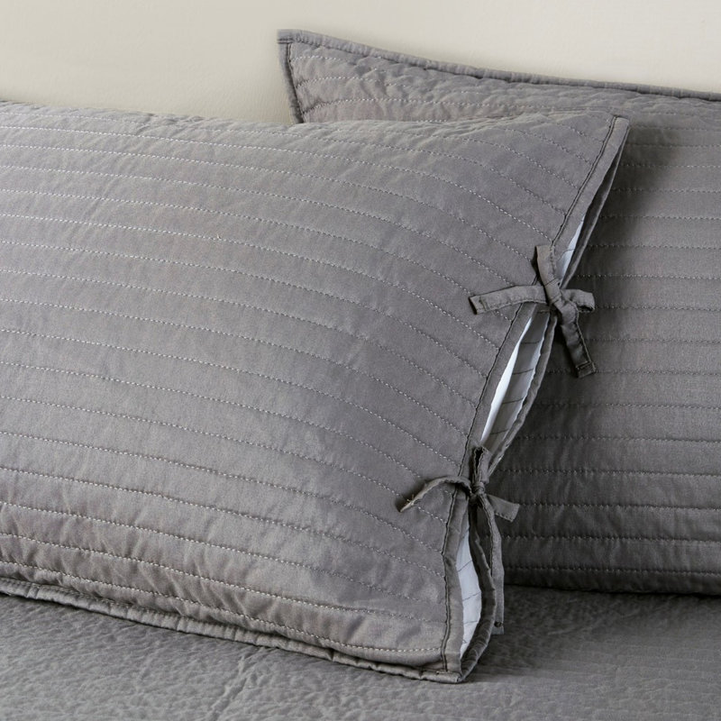 Housse de lit de jour grise 6 pièces - Style carreauté réversible avec 3 taies décoratives et coussin décoratif, microfibre, mélange de coton 6 pièces de conception unie avec housse, microfibre de 15 pouces