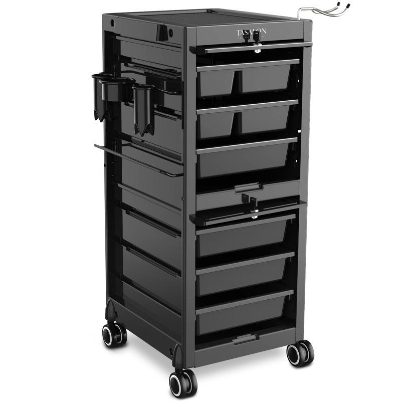 Caelean Salon Trolley Cart with Drawers, Lockable Doors and Tool Holder