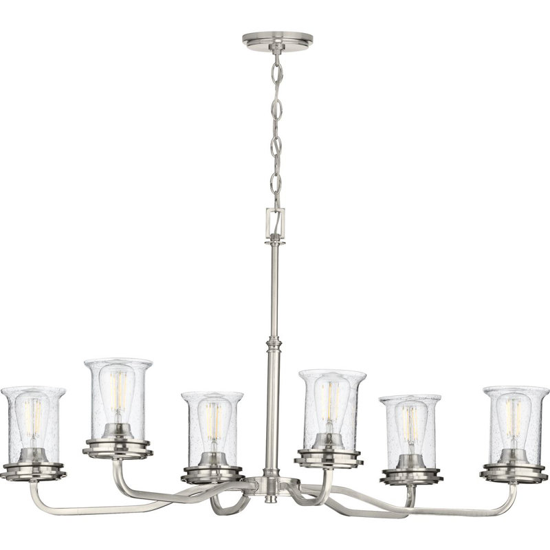 Lustree classique 6 lumières ombrées Nedmond, Nickel brossé