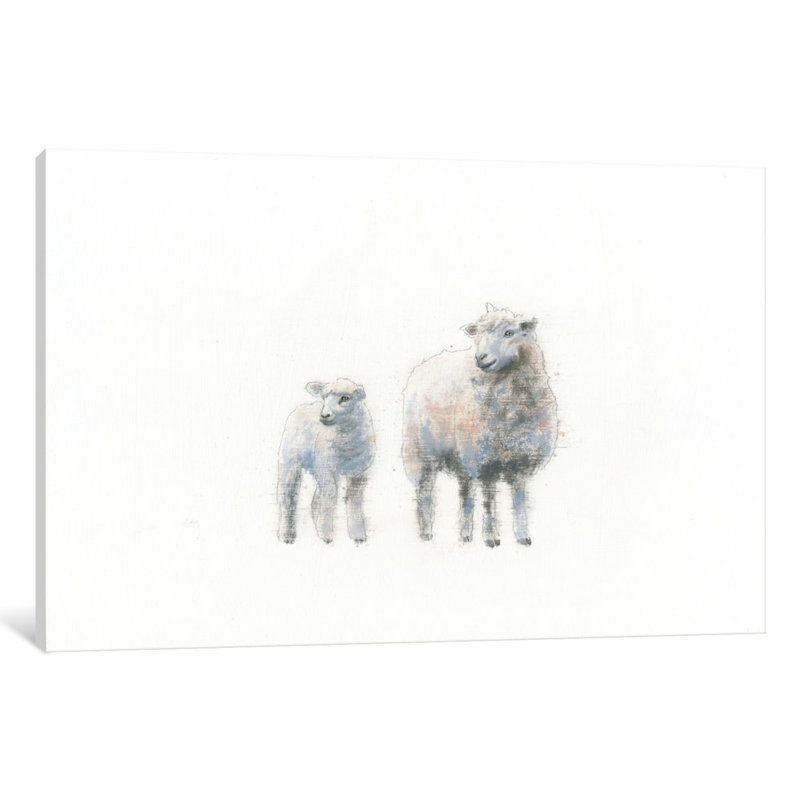 «Sheep and Lamb», impression sur toile tendue, H 18 po x l 26 po x P 1,5 po, Toile tendue, Pas de tapis