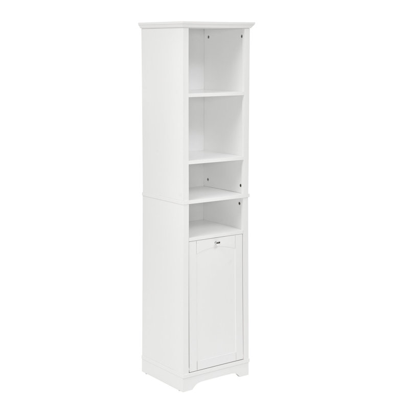 Armoire de salle de bain blanche 63,8 "- étagère à 4 niveaux et panier à vêtements compact compact pour un usage domestique