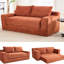 Orange à 2 places avec fonction convertible, structure en acier, mousse à mémoire de forme, revêtement en velours côtelé, sans assemblage pour chambre à coucher dans une petite structure renforcée et 1 conception, zéro