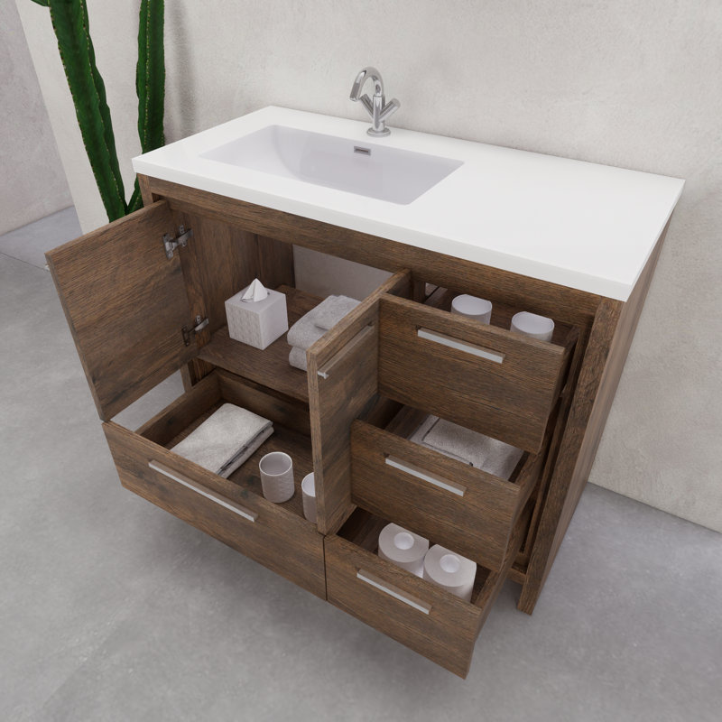 Ensemble de meuble-lavabo simple 42 po Mihrtad Eden, Marron foncé