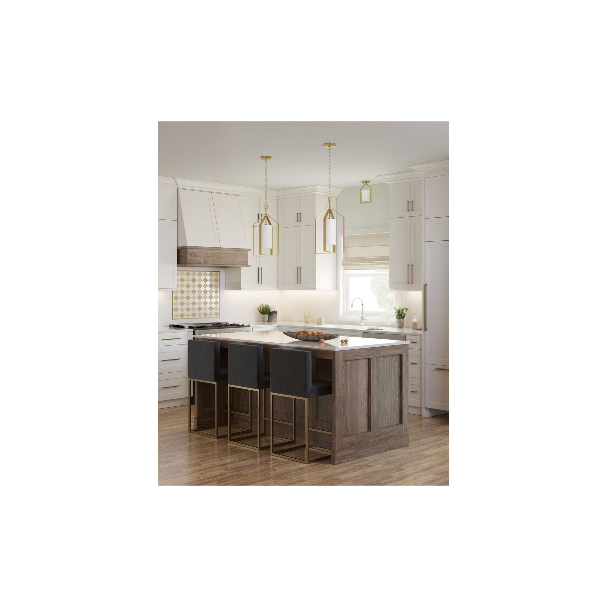 Single Light Glass Semi Flush Mount, Matte Black