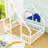 Wood House-Shaped Floor Bed With Guardrails-528129509-528129508