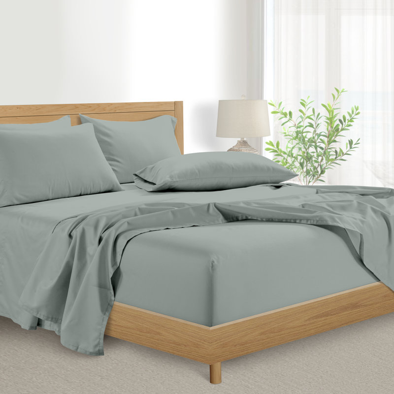 Kathy Ireland 1000 Thread Count Standard Cotton Rich 6-Piece Sheet Set, Queen Sheet Set, Soft Silver