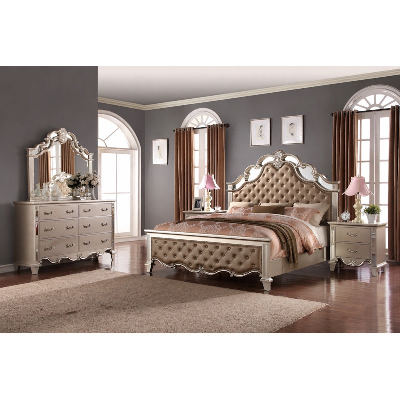 Ensemble de chambre à coucher Lashounda Champagne, Roi