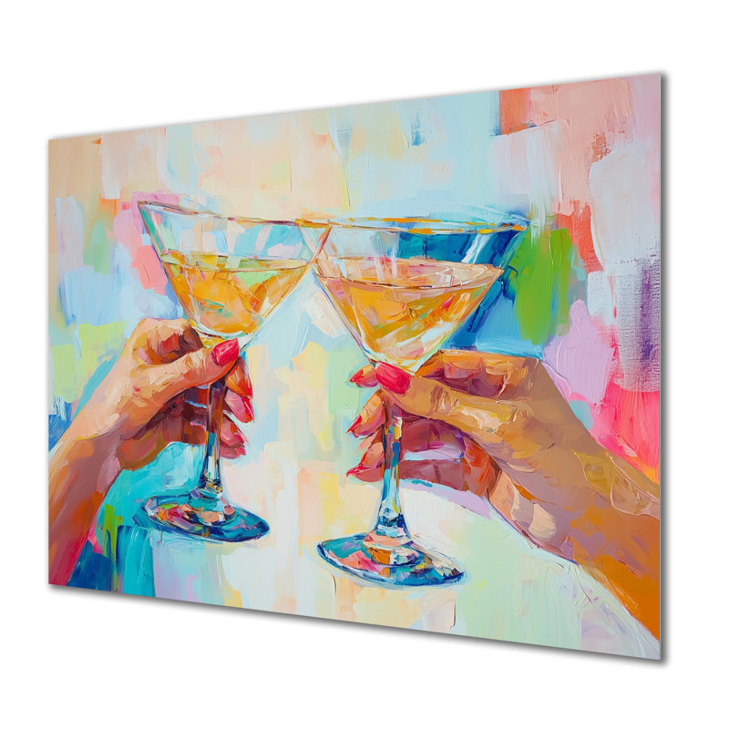 Martini Cocktail Drink Friends I - Liquor, impression murale sur métal, H 12 po x l 20 po
