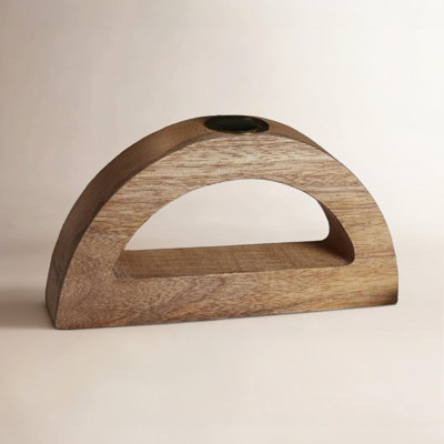 Fauve Wood Candlestick Holder