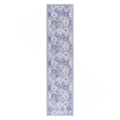 2'6''X10' Blue Runner, Washable Rug, Low-Pile, Non-Slip, Non-Shedding, Foldable, Kid & Pet Friendly - Area Rugs For Living Room, Bedroom, Kitchen, Dining Room Rug