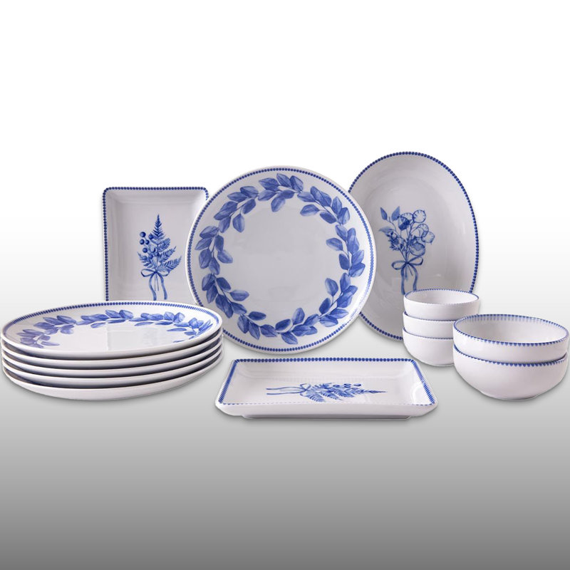Ensemble de 14 petits déjeuners floraux 100% porcelaine rétro