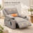 33.2" W Upholstered Power Recliner with Massage and Heating Side Pockets -Light Gray-283394153