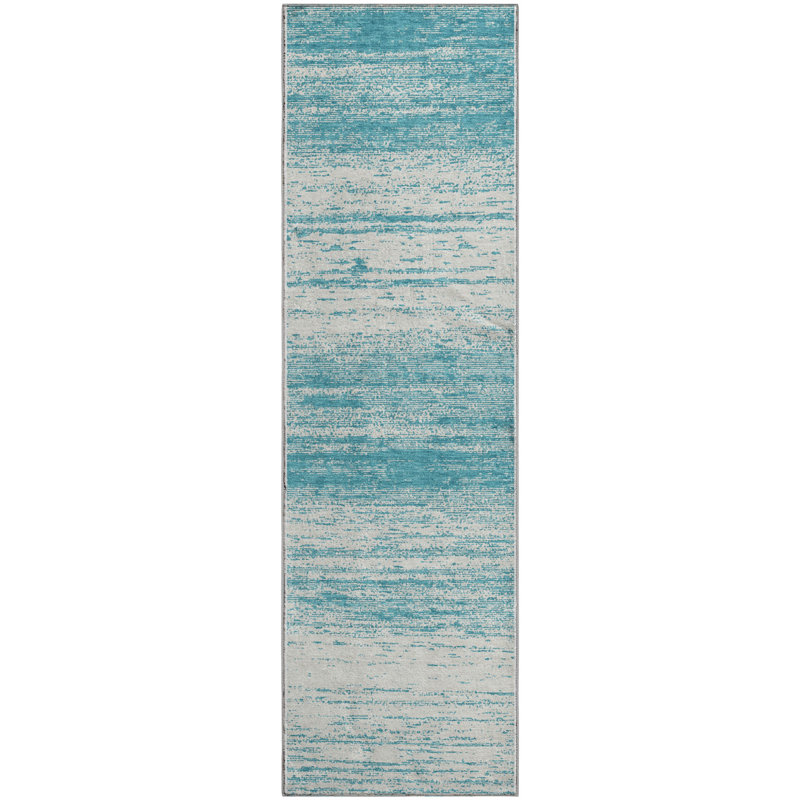 Premium Machine Washable Prisco Teal Rug, Runner 2'3" x 7'6"