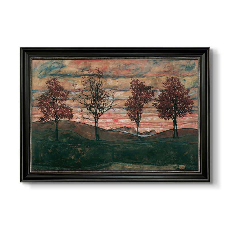Quatre arbres (Vier Bäume), 1917-Egon Schiele-Toile encadrée personnalisée, 16 po x 22 po, Toile avec cadre, Perle noire mate