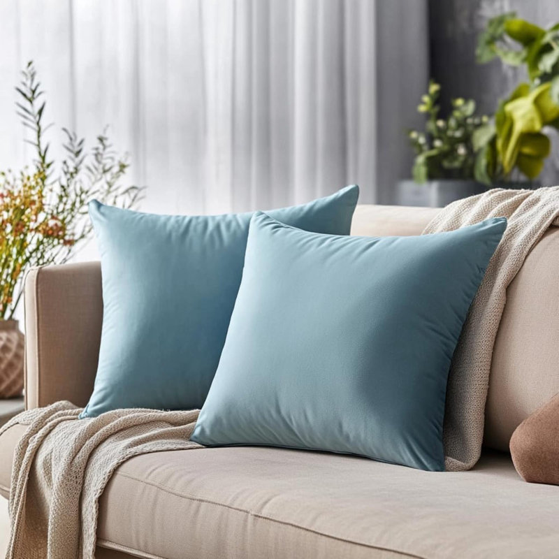 Ensemble de 2 coussins décoratifs printaniers pour canapé-lit, Bleu