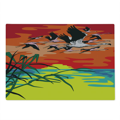 Ambesonne Flamingo Cutting Board Large Size Birds in the Air Art Multicolor