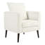 Fauteuil d'appoint en tissu pour les salles d'attente, blanc avec des pieds en bois, un coussin de taille moderne et une finition brune-1323464498