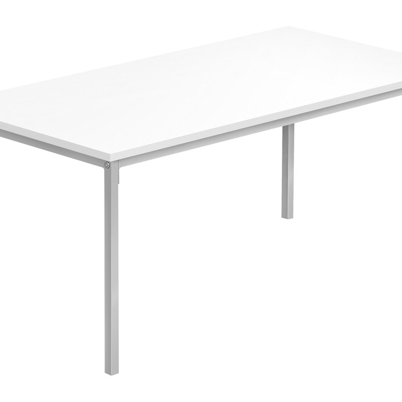 Table basse, accent, cocktail, rectangulaire, stratifié blanc, métal gris