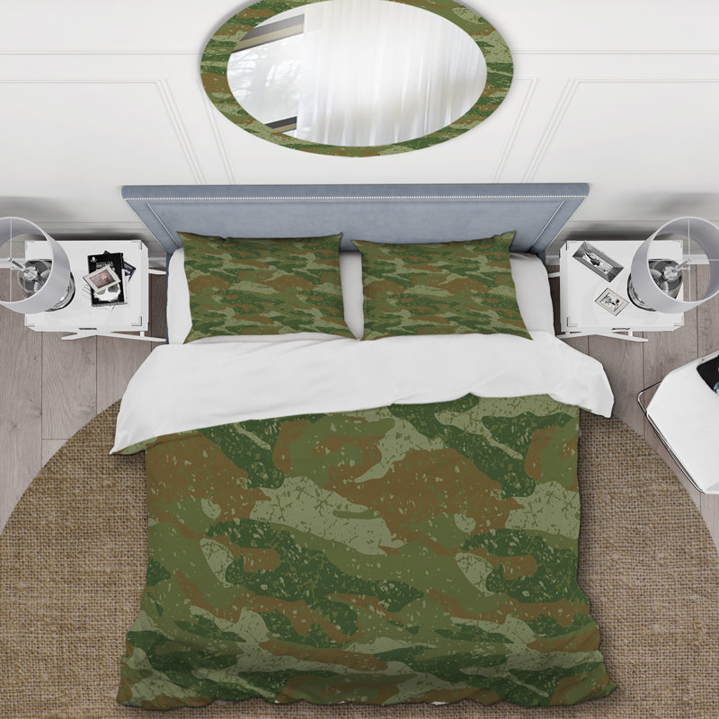 Green Desert camouflage - Ensemble de housse de couette abstrait - Microfibre de polyester