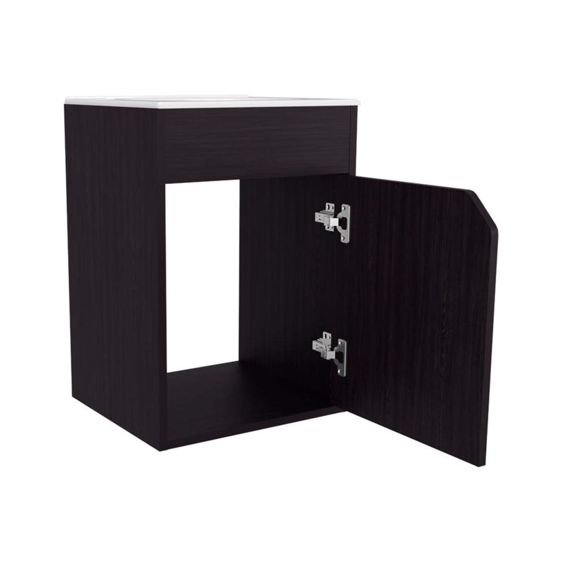 Meuble-lavabo flottant avec porte Wengue, Wengé