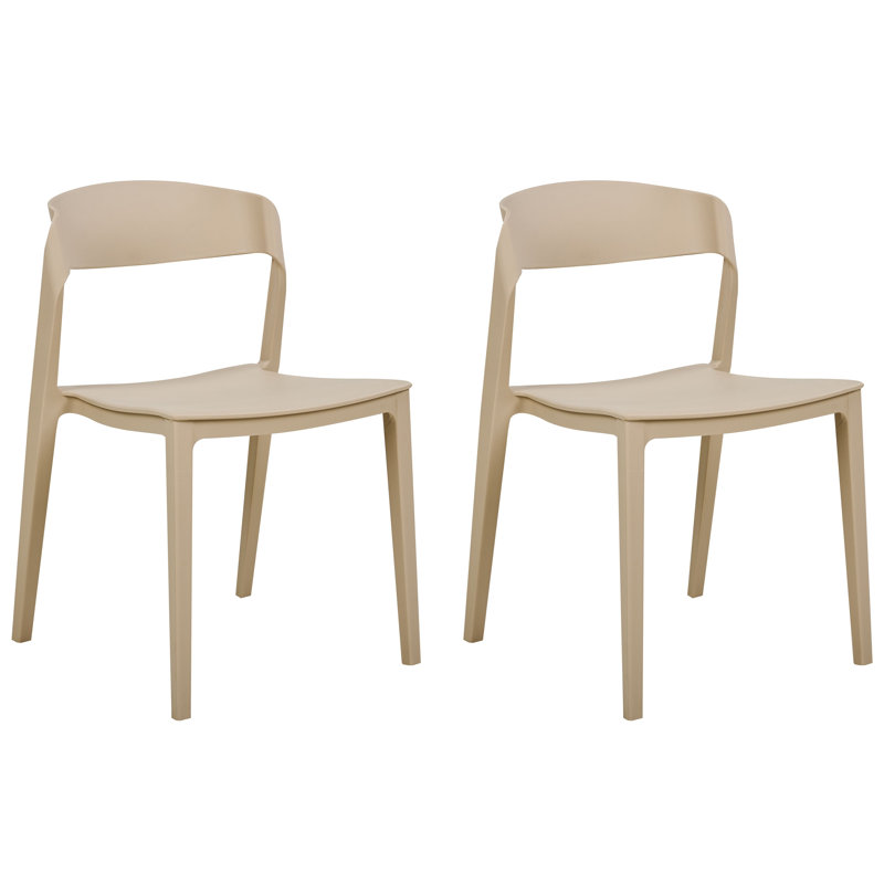 Fawnlily 77cm H Stacking Side Chair, Beige
