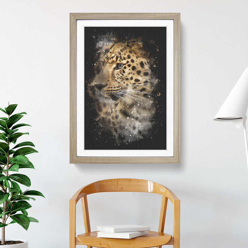 Leopard Vol.1 - Picture Frame Graphic Art, 90cm H x 65cm W x 2cm D, Oak Framed