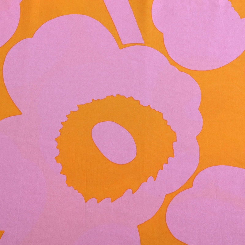 Ensemble d'édredon en coton Marimekko Unikko, Édredon pour très grand lit + 2 taies décorativ, Rose
