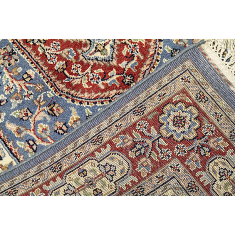 Hand-Knotted High-Quality Blue and Rust Area Rug